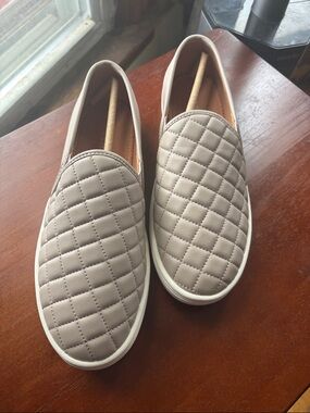 Sun + Stone Quilted Slip-On Loafers in Taupe